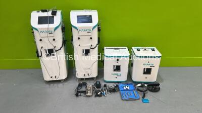 2 x Robotics Harrts Mini Hair Transplant Systems (1 x No Power - 1 x Boots with Blank Screen) and 2 x Robotics Harrts Micro Hair Transplant Systems with Accessories (Both Power Up) - 2