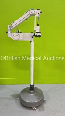 Kaps SOM 62 Surgical Microscope with Binoculars, 2 x 10x V Eyepieces and 200mm Lens on Stand (Unable to Power Test Due to Cut Power Supply) *S/N 4890*