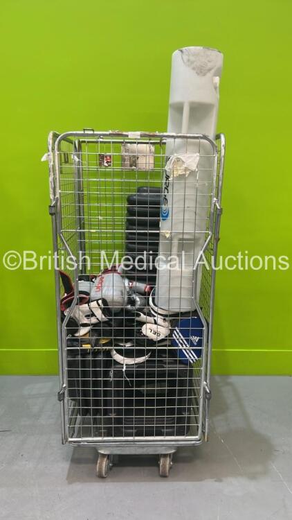 Mixed Cage of Gym Equipment Including Boxing Gloves, Steps and Surge Water Weight (Cage Not Included) *WAR*