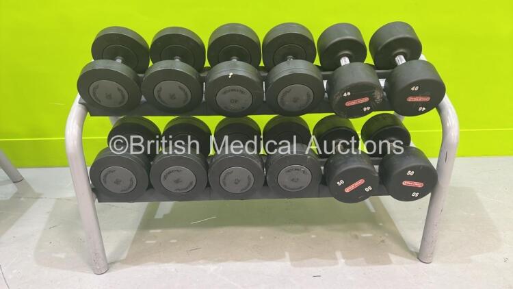 Dumbbell Rack Including 30kg, 38kg, 40kg, 42kg, 46kg and 50kgs *ENF*