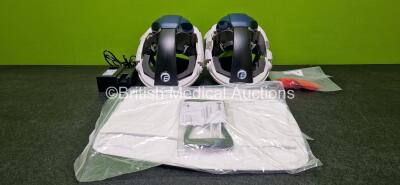 Job Lot Including 2 x Pureflo PF3000P Air Purifying Respirators (Both Power Up with Stock Battery - Stock Battery Not Included) with 2 x Hood Replacements, 1 x Cleaning Plug and 1 x Charger (Powers Up)