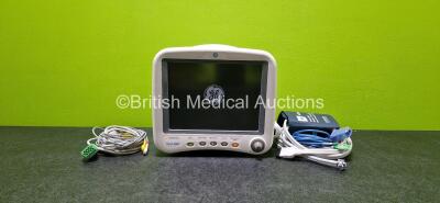 GE Dash 4000 Patient Monitor Including ECG, NBP, SpO2, BP1, BP2, Temp/CO and CO2 Options (Powers Up) with 1 x DASH CapnoFlex LF CO2 Module, 1 x 5 Lead ECG Lead, 1 x NBP Hose with Cuff, 1 x SpO2 Adaptor and 1 x Lithium Battery *SN DSH04511635GA*