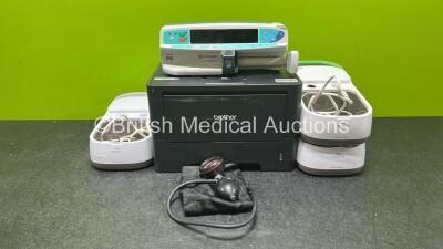 Mixed Lot Including 1 x Carefusion Alaris PK Syringe Pump (Spares and Repairs), 3 x Philips Respironics InnoSpire Deluxe Nebulizers (All Missing Casing) 1 x Timesco BP Meter with Cuff and Hose and 1 x Brother HL-5450DN Printer