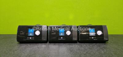 3 x ResMed Airsense 10 Autoset CPAP Units *Mfd 1 x 2020* (All Power Up and 1 x Missing Side Cover - See Photos)