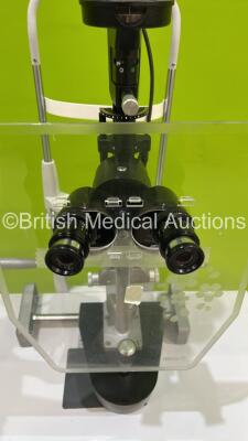 Haag Streit Bern BM900 Slit Lamp on Stand with Binoculars, 2 x 10x Eyepieces and Chin Rest (Damaged Power Cable - See Pictures) *S/N 13783* - 3