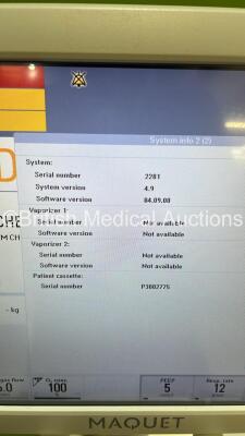 Maquet Flow-i Anaesthesia Machine System Version 4.9 Software Version 04.09.00 with Hoses (Powers Up) *S/N 2281* - 9