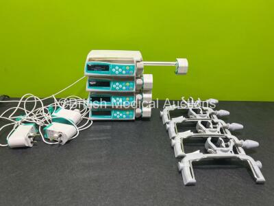 Job Lot Including 4 x B.Braun Perfusor Space Syringe Pumps (All Power Up) with 4 x Pole Clamps and 4 x Power Supplies