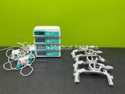 Job Lot Including 4 x B.Braun Infusomat Space Infusion Pumps (1 x Power Up 1 x No Power) with 4 x Pole Clamps and 4 Chargers