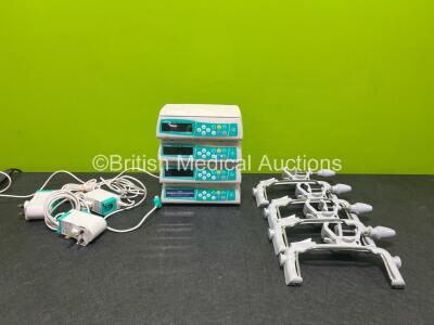 Job Lot Including 4 x B.Braun Infusomat Space Infusion Pumps (2 x Power Up 2 x No Power) with 4 x Pole Clamps and 4 Chargers