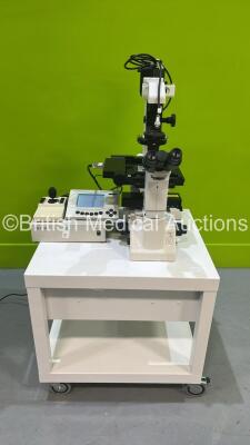 Nikon Eclipse TE200 Microscope with 4 x Optics (See Pictures), Prior ProScan II System with Control Panel and Joystick on Table (Powers Up - Bulb Untested Due to No Power Supply)