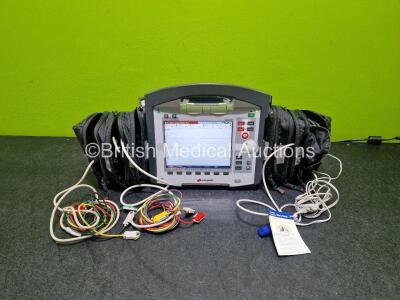 GS Corpuls3 Slim Defibrillator Ref : 04301 (Powers Up) with Corpuls Patient Box Ref : 04200 (Powers Up) with Pacer, Oximetry, ECG-D, ECG-M, CO2, CPR, NIBP and Printer Options, 4 and 6 Lead ECG Leads, CO2 Cable, CPR Sensor, Hose, Cuff, 3 x Li-ion Batteries