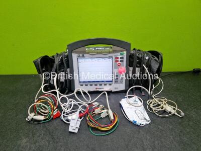 GS Corpuls3 Slim Defibrillator Ref : 04301 (Powers Up) with Corpuls Patient Box Ref : 04200 (Powers Up) with Pacer, Oximetry, ECG-D, ECG-M, CO2, CPR, NIBP and Printer Options, 4 and 6 Lead ECG Leads, CO2 Cable, SpO2 Cable, CPR Sensor, Hose, Cuff, 3 x Li-i