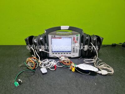 GS Corpuls3 Slim Defibrillator Ref : 04301 (Powers Up) with Corpuls Patient Box Ref : 04200 (Powers Up) with Pacer, Oximetry, ECG-D, ECG-M, CO2, CPR, NIBP and Printer Options, 4 and 6 Lead ECG Leads, CO2 Cable, CPR Sensor, Hose, Cuff, 3 x Li-ion Batteries