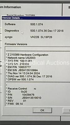 Siemens Acuson S2000 Flat Screen Ultrasound Scanner Model No10041461 *S/N 210389* **Mfd 2014** Software Version 500.1.074 with Mitsubishi P95 Printer (Powers Up - 1 x Missing Dial - See Photo) ***CD067*** - 9