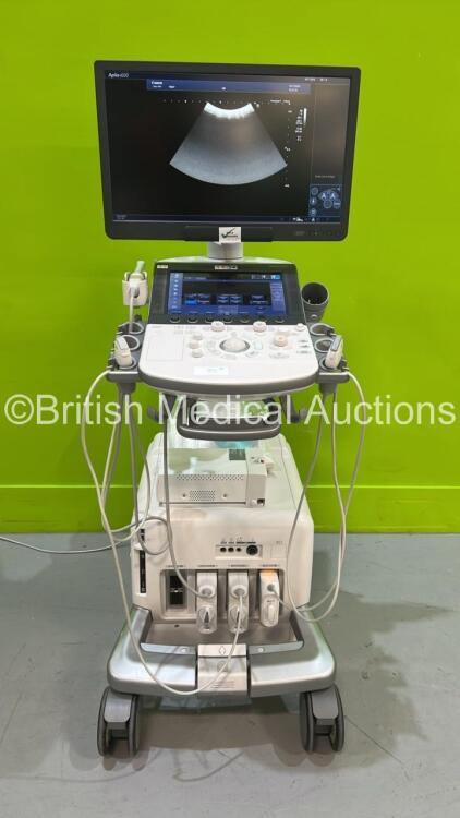 Canon Aplio i600 TUS-AI600 Flat Screen Ultrasound Scanner *S/N 99F1872574* **Mfd 2018** Software Version V3.0 with 3 x Transducers / Probes (PVT-781VTE *Mfd 2022* / PVT-574BT *Mfd 2019* and PVI-475BT *Mfd 2021*) and Sony UP-D898MD Digital Graphic Printer