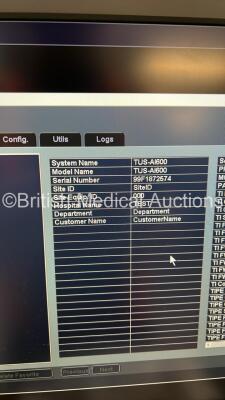 Canon Aplio i600 TUS-AI600 Flat Screen Ultrasound Scanner *S/N 99F1872574* **Mfd 2018** Software Version V3.0 with 3 x Transducers / Probes (PVT-781VTE *Mfd 2022* / PVT-574BT *Mfd 2019* and PVI-475BT *Mfd 2021*) and Sony UP-D898MD Digital Graphic Printer - 12