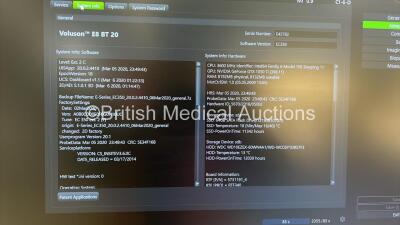 GE Voluson E8 BT20 Flat Screen Ultrasound Scanner *S/N E45782* **Mfd 06/2020** Software Version EC350 (20.0.2.4410) with 4 x Transducers / Probes (IC5-9-D Ref 5492351 *Mfd 2020* / C2-9-D Ref 5405253 *Mfd 2020* / RAB6-D Ref H48681MG *Mfd 2020* and C1-6-D R - 10