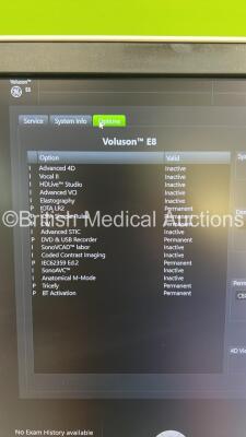 GE Voluson E8 BT18 Flat Screen Ultrasound Scanner *S/N E39677* **Mfd 03/2018** Software Version EC330 (18.0.3.3378) with 3 x Transducers / Probes (C1-5-D Ref 5261135 *Mfd 2021* / C2-9-D Ref 5405253 *Mfd 03/2021* and IC5-9-D Ref 5492351 *Mfd 2018*) and Son - 14