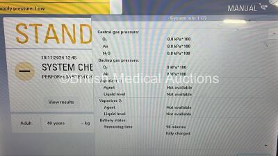 Maquet Flow-i Anaesthesia Machine System Version 4.9 Software Version 04.09.00 with Hoses (Powers Up) *S/N 2264* - 2