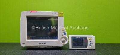 Philips IntelliVue MP30 Patient Monitor (Powers Up) Including Printer Option with 1 x Lithium Battery and 1 x Philips IntelliVue X2 Handheld Patient Monitor (Powers Up) Including ECG, SpO2, NBP, Press and Temp Options with 1 x M4607A Li-ION Battery