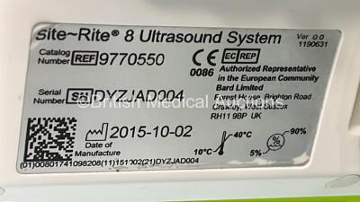 Bard Site Rite 8 Ref 9770550 Ultrasound System *Mfd 2015* Software Version 2.3.1 with 1 x Bard Transducer / Probe and Power Supply on Trolley (Powers Up) *DYZJAD004* - 7