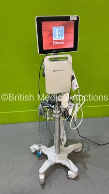 Edwards Lifescience EV1000M Hemodynamic Monitor on Stand with Leads and Accessories (Powers Up) *S/N 600153001424*