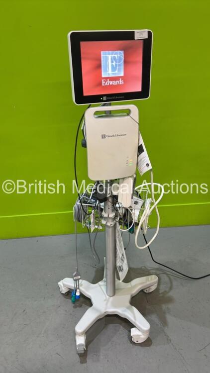 Edwards Lifescience EV1000M Hemodynamic Monitor on Stand with Leads and Accessories (Powers Up) *S/N 600153001424*