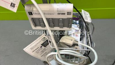 Edwards Lifescience EV1000M Hemodynamic Monitor on Stand with Leads and Accessories (Powers Up) *S/N 600153001424* - 2