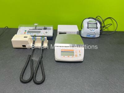 Mixed Lot Including 1 x Baxter Evo IQ LVP Syringe Pump, 1 x DIGI DS-502 Weighing Scale, 1 x G+N Pneumapress DVT Series Pump, 1 x Carefusion IVAC PCAM Syringe Pump, 1 x Welch Allyn 767 Transformers with Attachments *SN 11313323 / SK00501773 / 135186890*