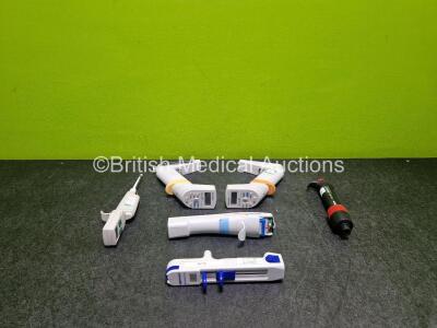 Job Lot of Various Pipettes Including 2 x Matrix Impact 2 (1 x with Faulty Screen) 1 x Eppendorf Multipette Stream (Casing Damaged) 1 x Eppendorf Multipette Plus, 1 x Thermo Scientific Finnpipette 2 and 1 x Ranin E DPA