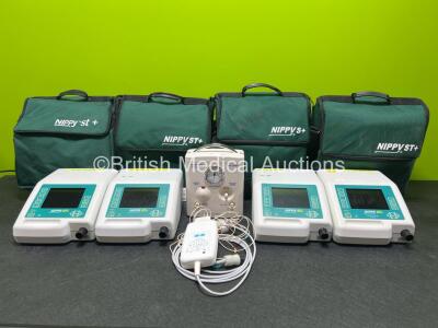 Mixed Lot Including 4 x B&D Nippy ST+ Ventilators, 1 x Fisher & Paykel Neopuff Infant T-Piece Resuscitator, 1 x GE ECG Box with 10 Lead ECG Cable *SN 6899573 / 090317001046 / 2015-22657 / 2015-22658 / 2009-9300 / 2016-25517*