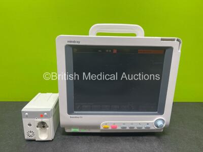 Mindray BeneView T5 Patient Monitor with Printer Option (Powers Up, Crack In Casing - See Photos) Including Mindray CO2 Gas Module