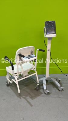 1 x Mindray VS-900 Patient Monitor on Stand (Powers Up - Damaged / Missing Trims) and 1 x Nagata Wheelchair Weighing Scales (Missing 1 x Wheel)