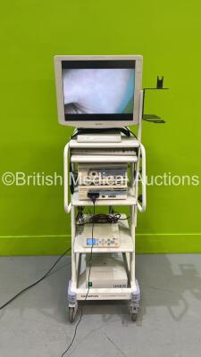 Olympus Stack System with Sony Monitor, Olympus Visera CLV-S40 Light Source, Olympus Visera OTV-S7 Digital Processor, Olympus OTV-S7 Camera Head and MediCapture MediCap USB200 Unit (Powers Up) *S/N 3001937 / 7602174 / 7785087* ***IR118***