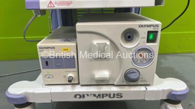 Olympus Stack System with Olympus Evis Lucera CV-260SL Digital Processor, Olympus Evis Lucera CLV-260SL Light Source, Olympus MAJ-1154 Pigtail Connector, Olympus ESG-100 Electrosurgical / Diathermy Unit with Dual Footswitch, Olympus KV-5 Suction Unit and - 10