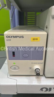 Olympus Stack System with Olympus Evis Lucera CV-260SL Digital Processor, Olympus Evis Lucera CLV-260SL Light Source, Olympus MAJ-1154 Pigtail Connector, Olympus ESG-100 Electrosurgical / Diathermy Unit with Dual Footswitch, Olympus KV-5 Suction Unit and - 12