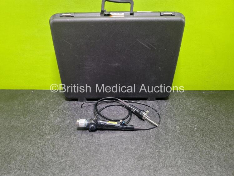 Olympus BF-P60 Bronchoscope in Case - Engineers Report : Optical System - 2 Broken Fibres , Angulation - No Fault Found, Insertion Tube - Badly Kinked, Light Transmission - No Fault Found, Channels - No Fault Found Leak Check - No Fault Found *SN