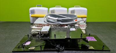 Job Lot Including 3 x Mangar Airflo Plus Compressors, 3 x Mangar Emergency Lifting Cushions (All Missing Bars) with 1 x Remote Controller, 2 x Mangar Stretcher Bars and 3 x Mangar Stowage Boards