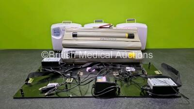 Job Lot Including 3 x Mangar Airflo Plus Compressors (2 x Missing Batteries - See Photo), 3 x Mangar Emergency Lifting Cushions (2 x Missing Bars) and 3 x Mangar Stowage Boards