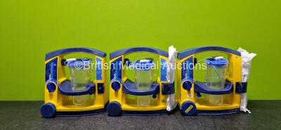 3 x LSU Laerdal Suction Units (All Power Up and All Damaged Casings - See Photos) with 3 x NiMH Batteries and 3 x Suction Cups