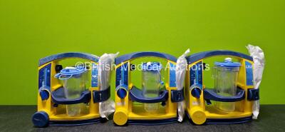 3 x LSU Laerdal Suction Units (All Power Up and 1 x Damaged Casing - See Photos) with 3 x NiMH Batteries and 3 x Suction Cups