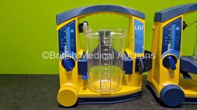 3 x LSU Laerdal Suction Units (All Power Up) with 3 x Suction Cups (1 x Missing Lid) and 3 x NiMH Batteries - 3