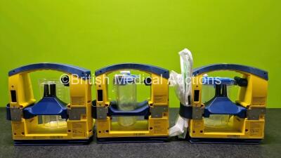 3 x LSU Laerdal Suction Units (All Power Up) with 3 x Suction Cups (1 x Missing Lid) and 3 x NiMH Batteries - 10