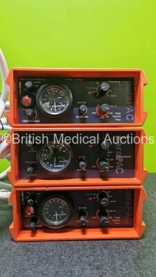 3 x Pneupac paraPAC 2D Ventilators with 3 x Hoses - 3