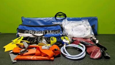 Job Lot Including 1 x Ambulance Bag, 1 x Entonox Hose, 1 x Ferno Pedi-Mate Infant Ambulance Straps in Bags, 2 x Pneupac Single Limb Circuit Tubes, 9 x Various Belts and Straps, 4 x Velcro Straps and Dynamed Pediatric Immobilization & Transport System in