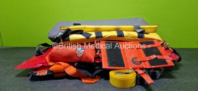 Job Lot Including 3 x Spencer ResQSplints, 1 x Hartwell Medical Fasplint, 1 x Mdi Splint, 1 x Unknown Splint, 2 x Unknown Cushions (Both Damaged -See Photos), 3 x Straps / Belts, 1 x Head Immobilizer and 1 x Kendrick Traction