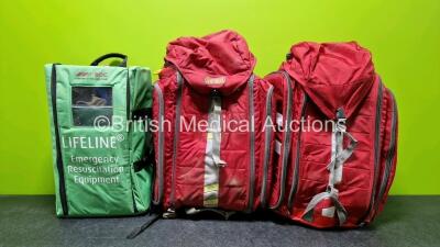 Job Lot Including 2 x Statpacks Ambulance Bags and 1 x Lifeline Emergency Resuscitation Equipment Bag