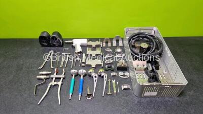 Job Lot Including 1 x Stryker System 5 4206 Recip Cordless Driver with 2 x Stryker Aseptic Housings Ref 4126-120, 1 x MicroAire Synthes Driver 6690, 1 x MicroAire Wire Driver 6645 and Various Surgical Instruments in Tray *Missing Lid* - 2