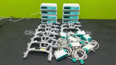 Job Lot Including 8 x B.Braun Infusomat Space Infusion Pumps (All Power Up) with 8 x Pole Clamps and 8 x Power Supplies (All Power Up)