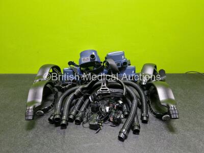 5 x Easyair FSM48 Blower Units with 5 x Hoses, 5 x Power Supplies, 5 x Batteries and 5 x Head Attachments